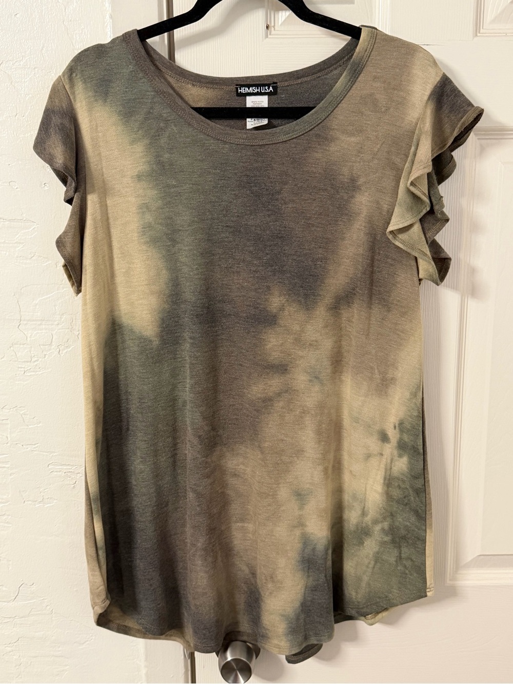 Heimish Flutter Sleeve Tie-Dye Top - XL